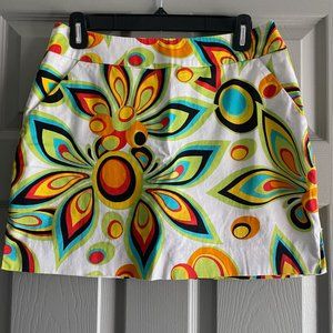 Loudmouth Ladies Psychedelic Shagadelic Golf Skort White Yellow Green Size 4